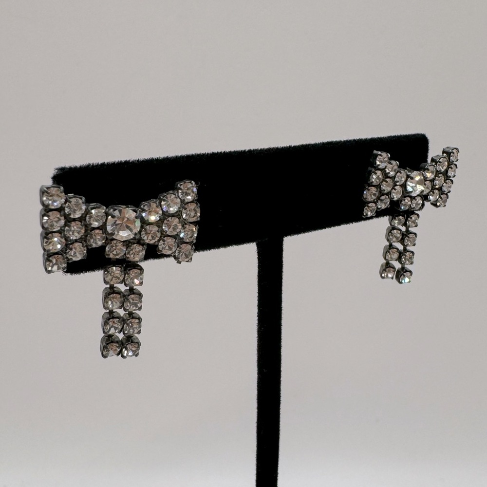 VINTAGE Crystal Bow Earrings